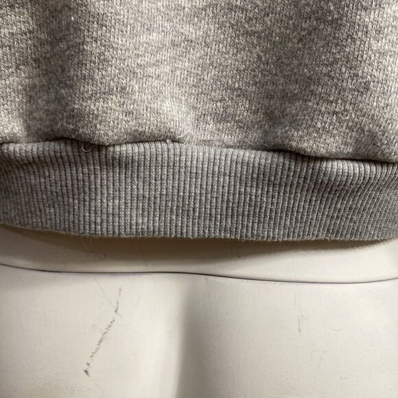 Peace Love World White/Gray Chic Denim Jacket Puff Gray Sleeve Oversized SZ XXS - Picture 9 of 16